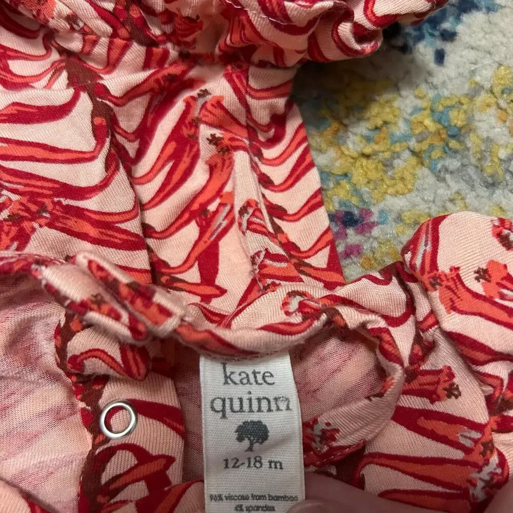 Kate Quinn Bamboo Ruffle Onesie 12-18 months Red Vine Summer Weight Bodysuit